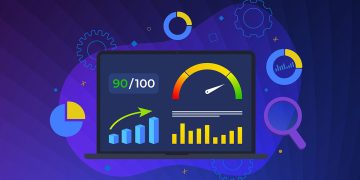 Laptop with various site speed symbols