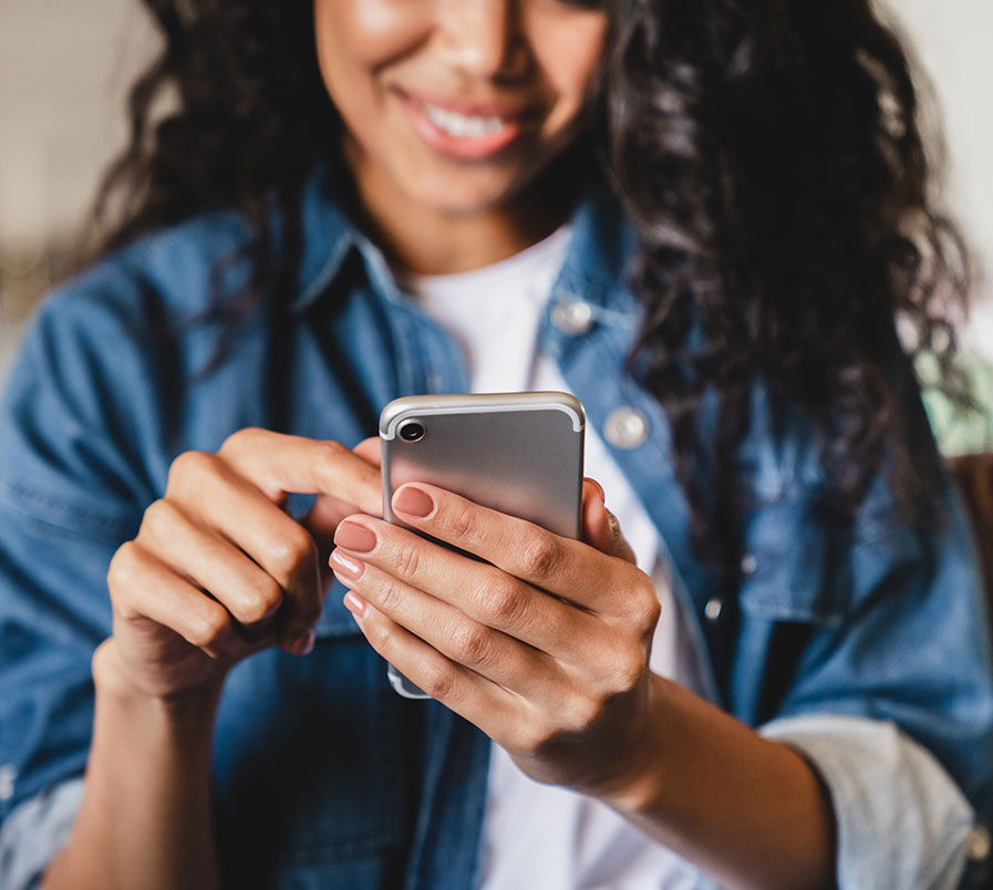 icon of person smiling at phone