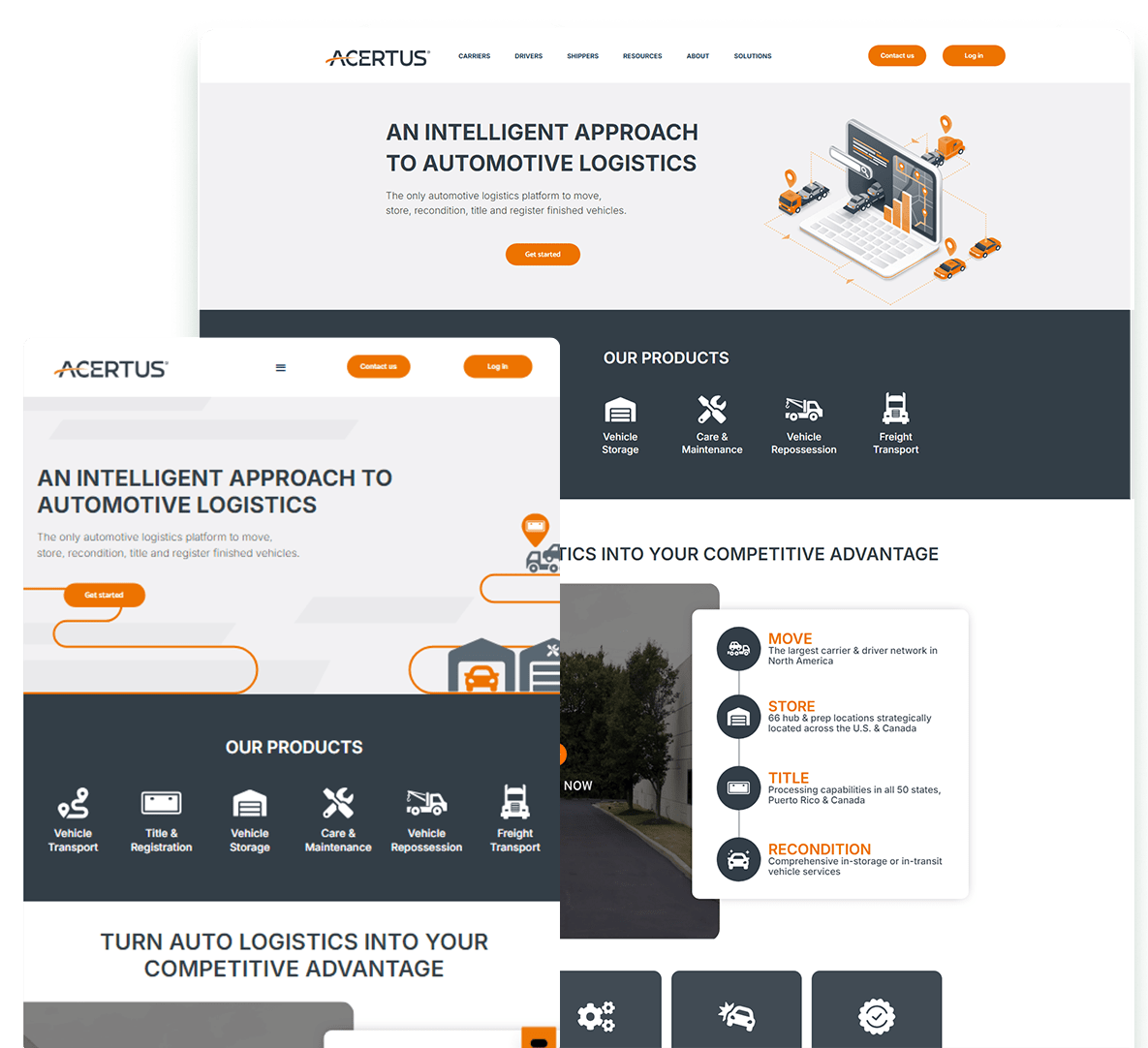 Acertus screenshot of tablet and laptop view
