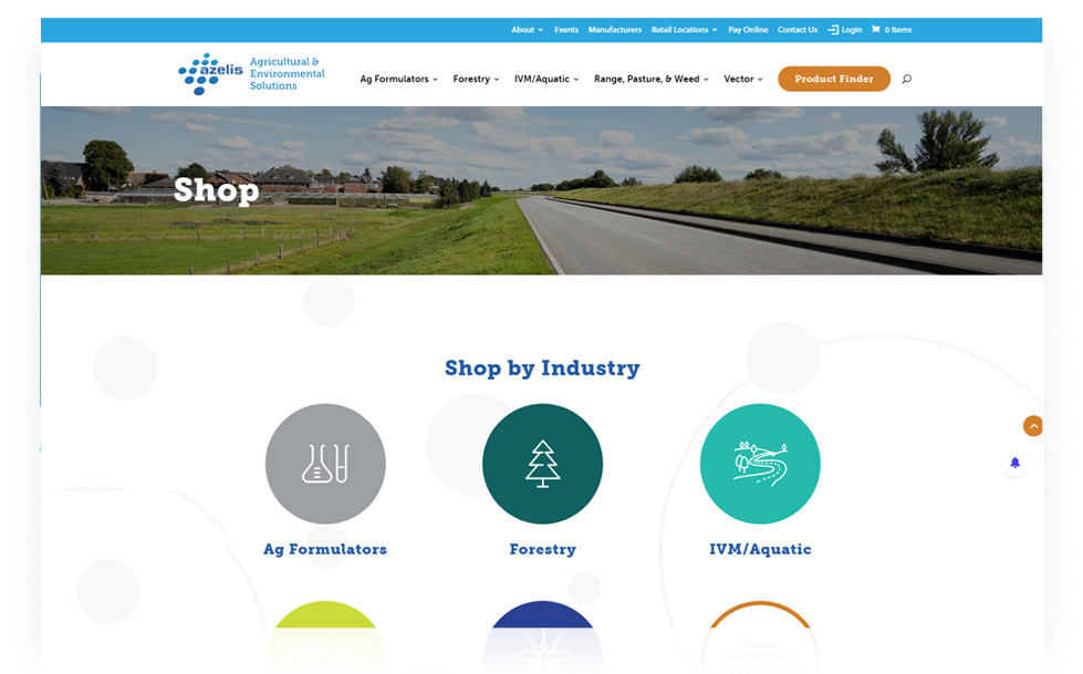 Azelis shop by industry screenshot