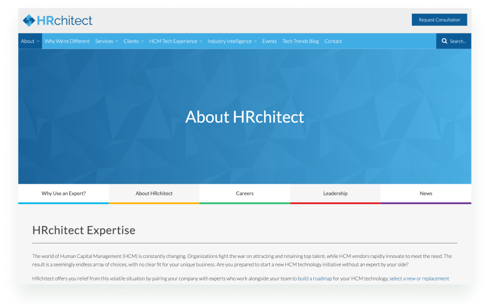 HRchitect about page screenshot