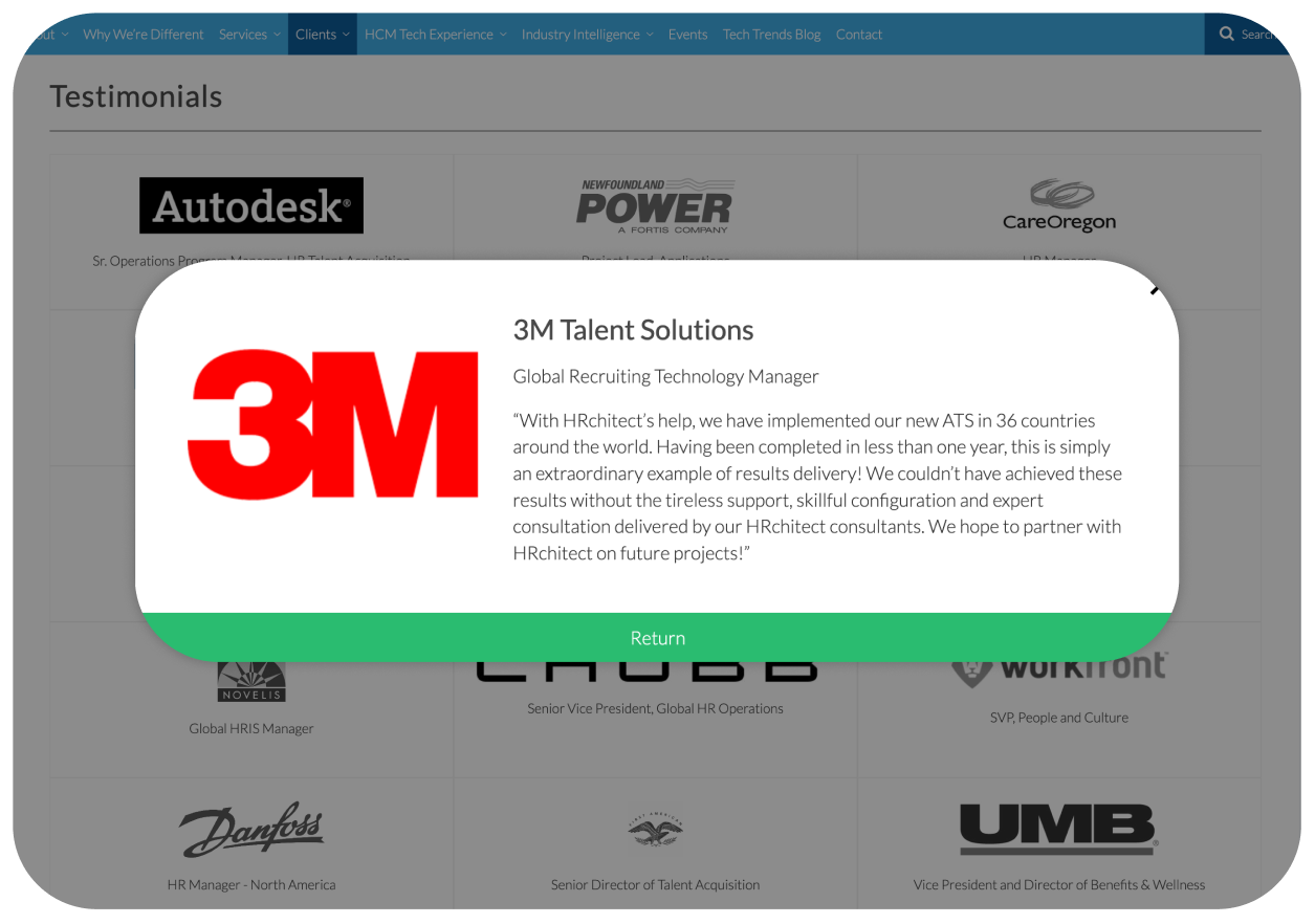 HRchitect testimonial screenshots