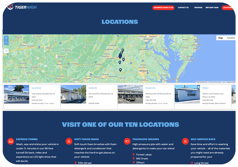 Tiger screenshot of locations